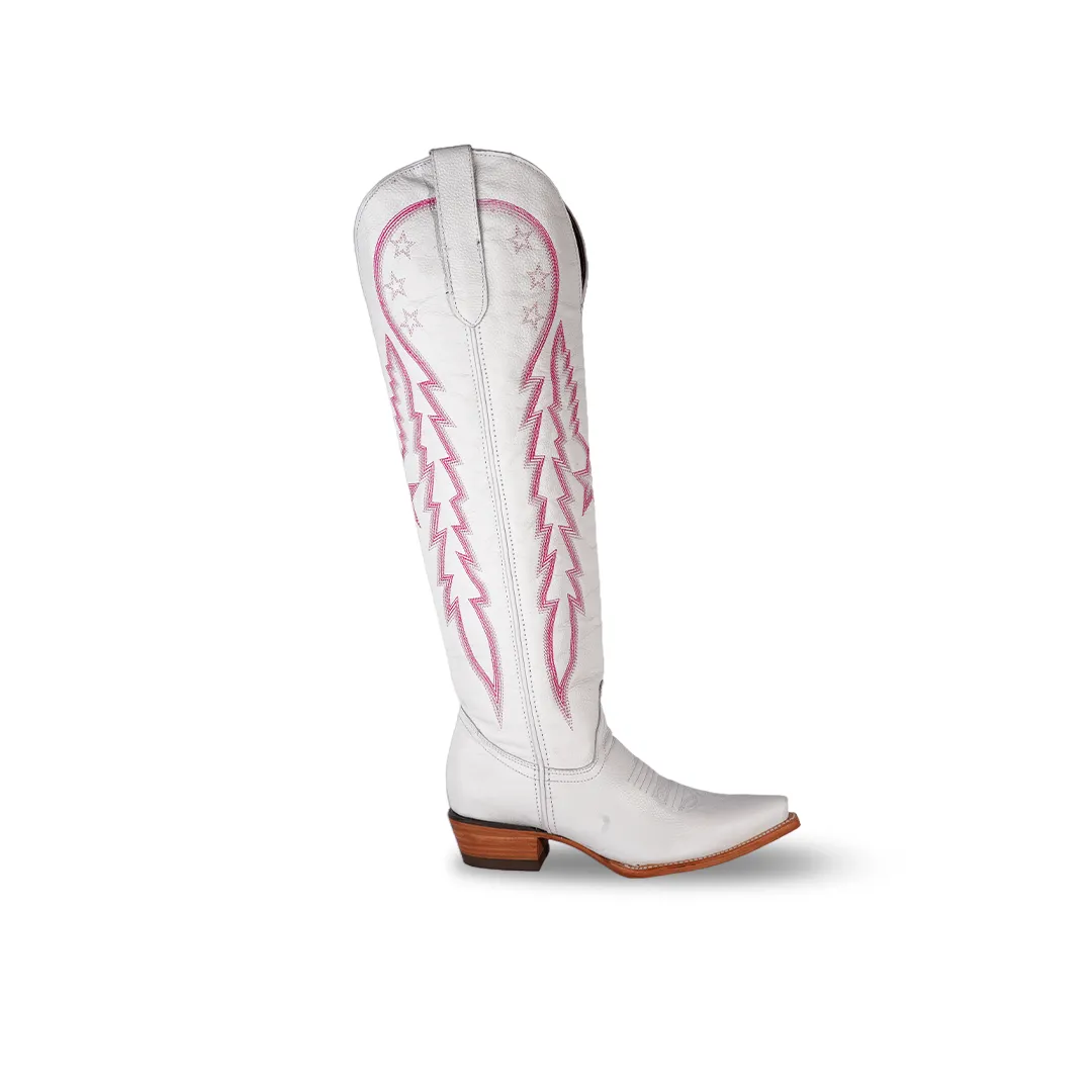 Country Western Womens Boot Baby Rhino White Retro e838