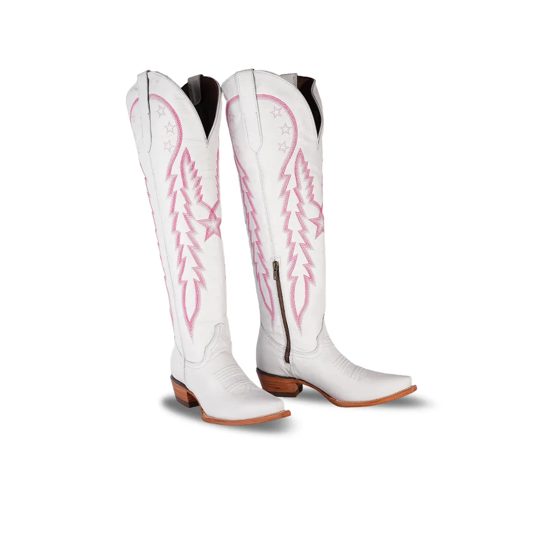 Country Western Womens Boot Baby Rhino White Retro e838