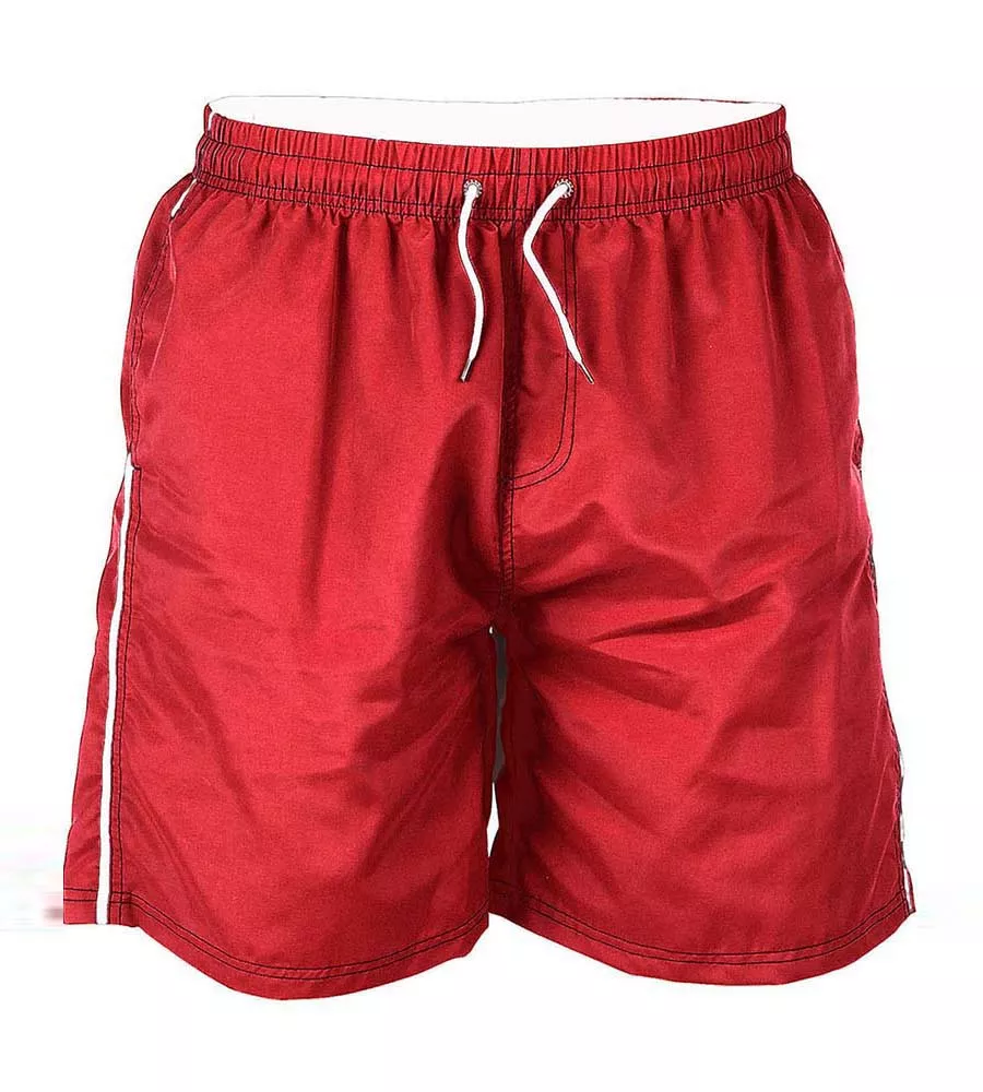 D555 Mens Red Full Length Swim Short (YARROW RED)