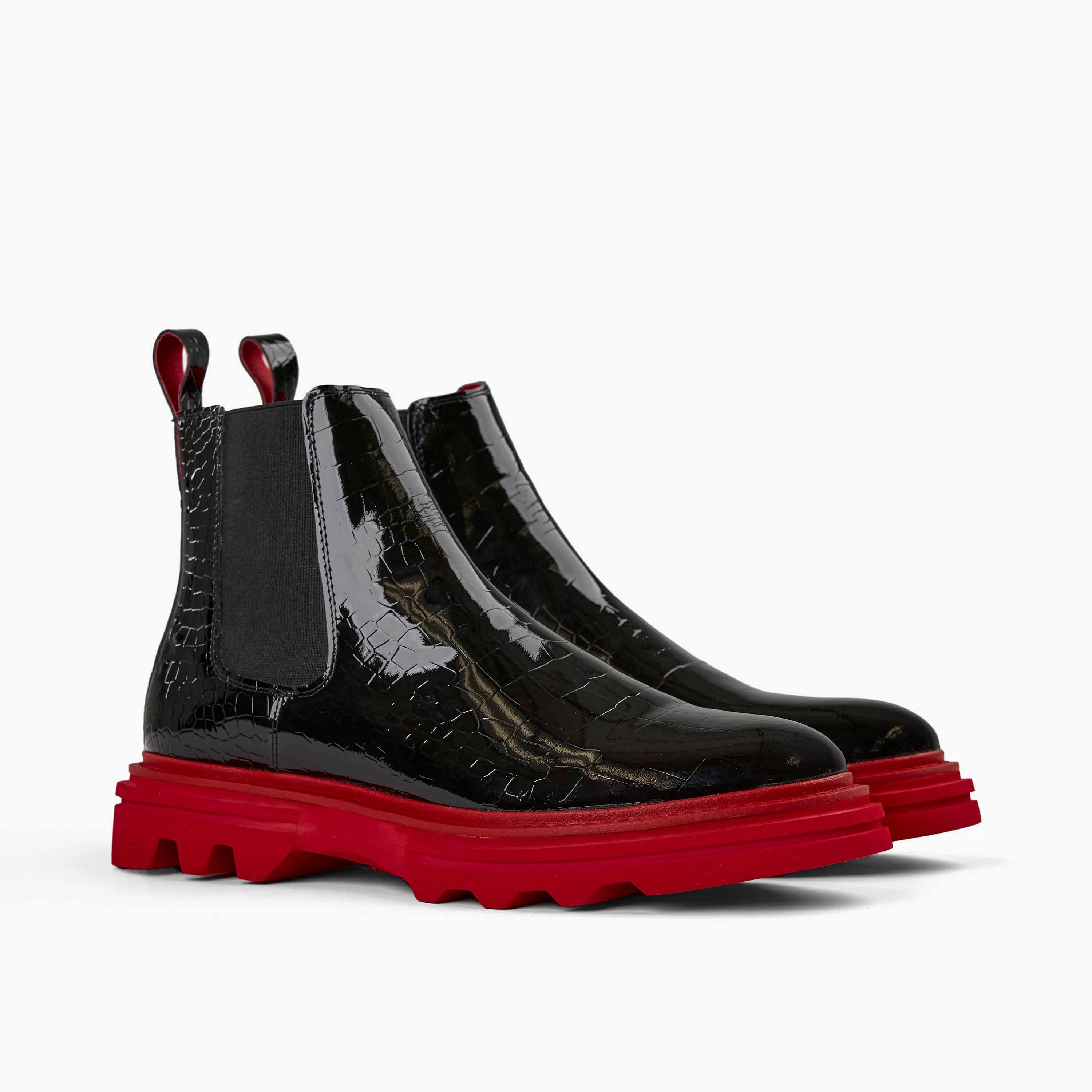 Dax Black Patent Leather Chelsea Boots