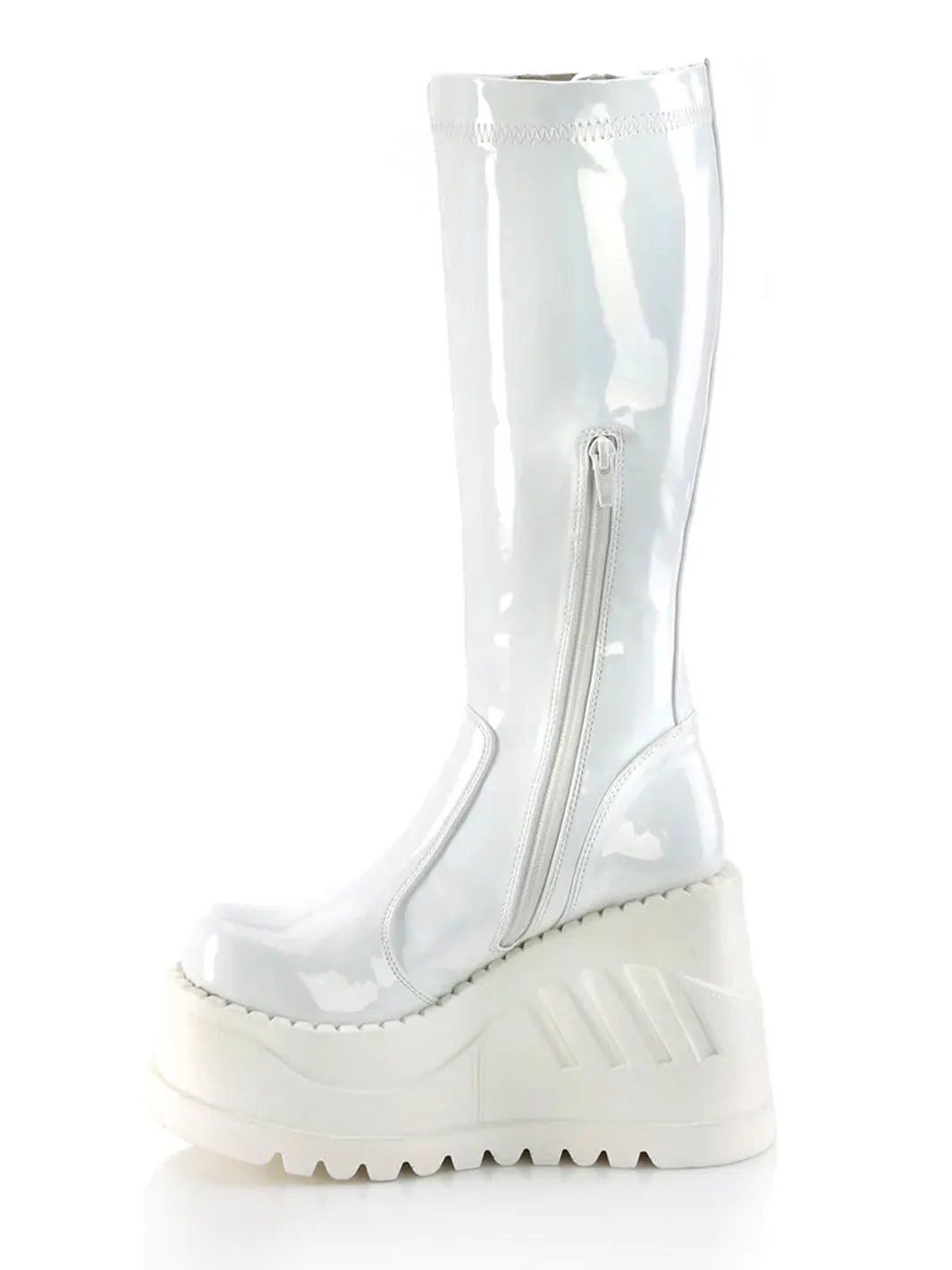 DEMONIA STOMP 200 BOOTS - PATENT WHITE