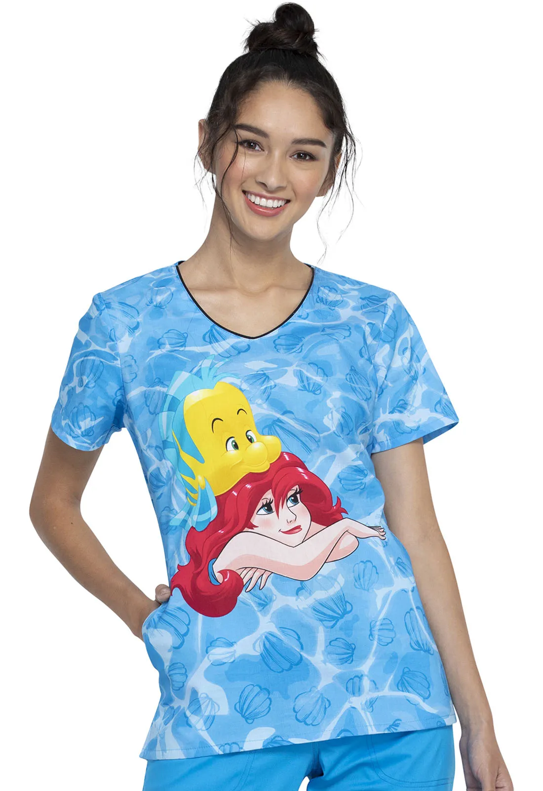 Disney V-Neck Top in Ariel And Flounder