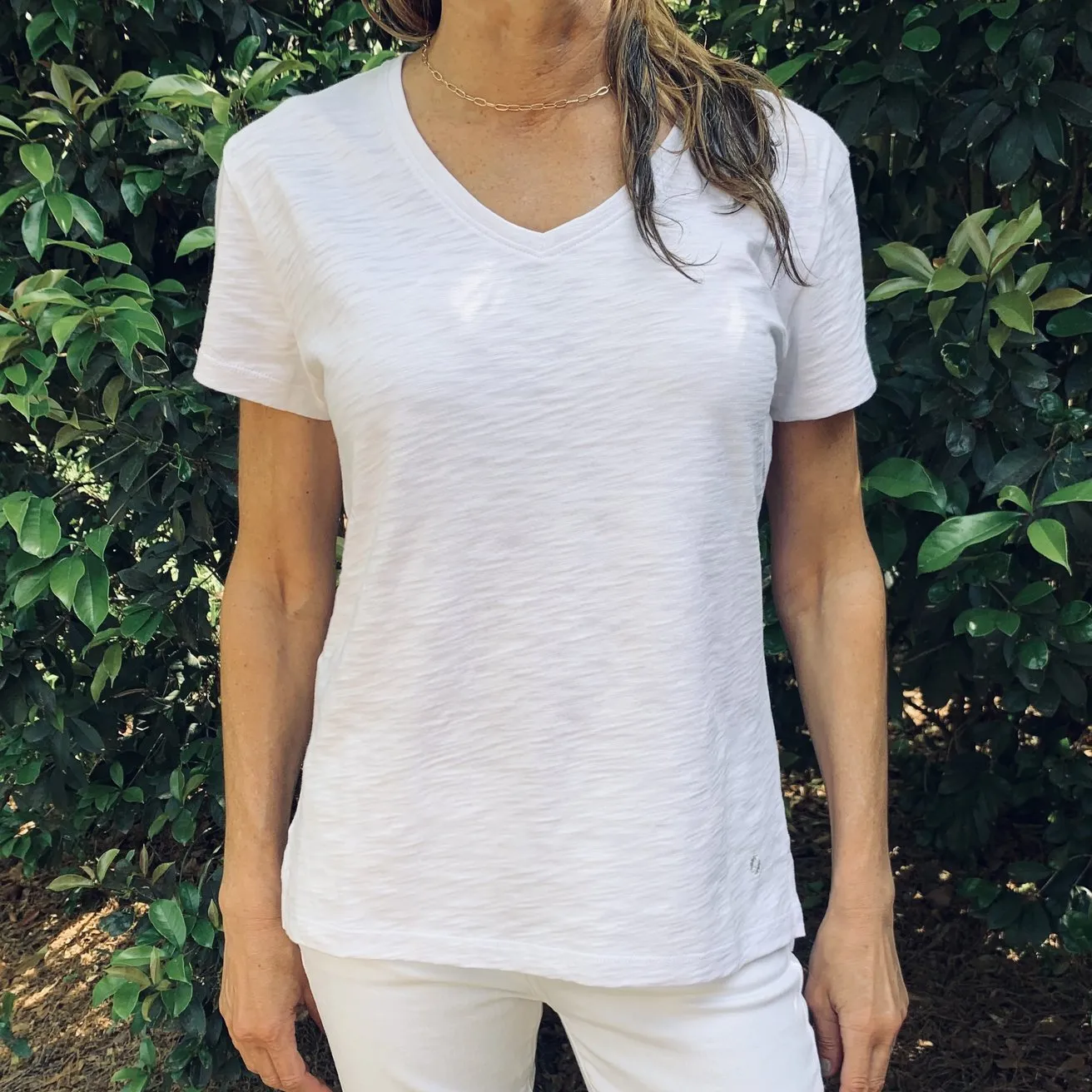 Erin Gray Short Sleeve Jeans V Neck Top