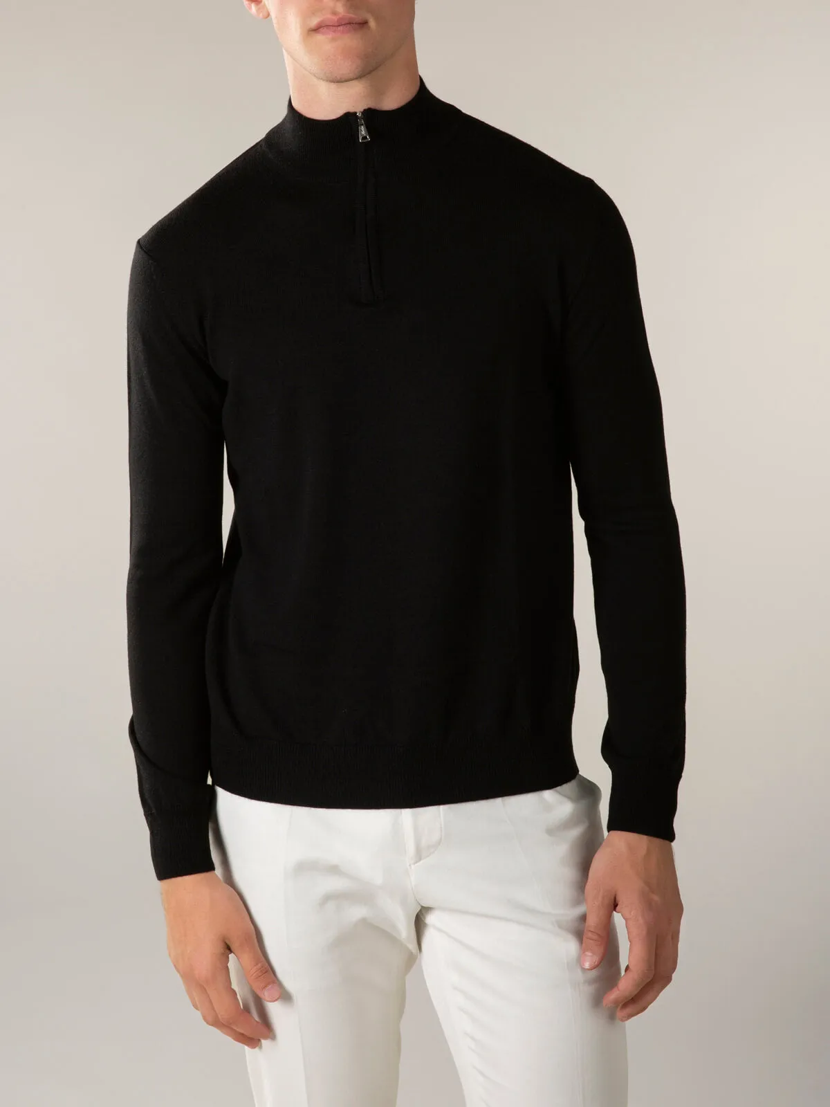 Extrafine Merino Zipper Sweater Black