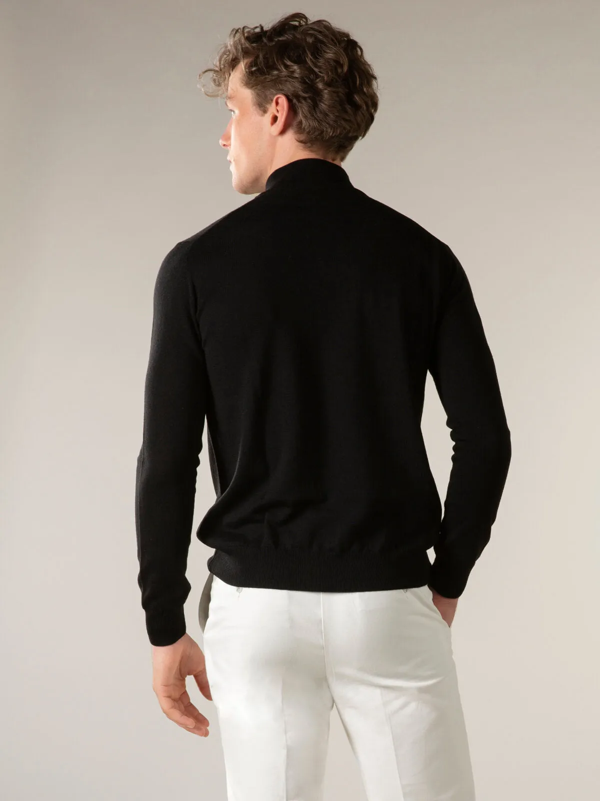 Extrafine Merino Zipper Sweater Black