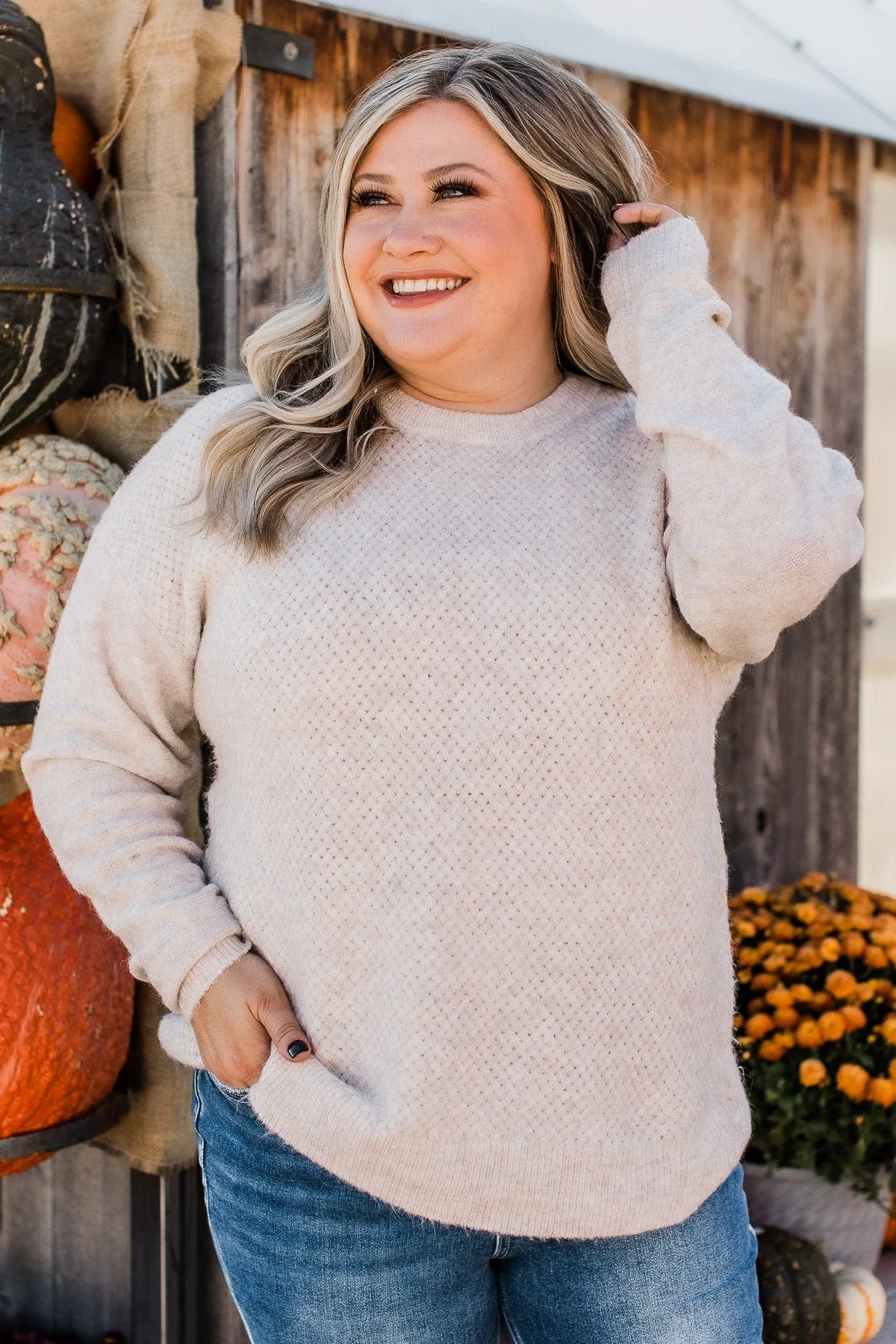 Feeling Fortunate Knit Sweater- Oatmeal