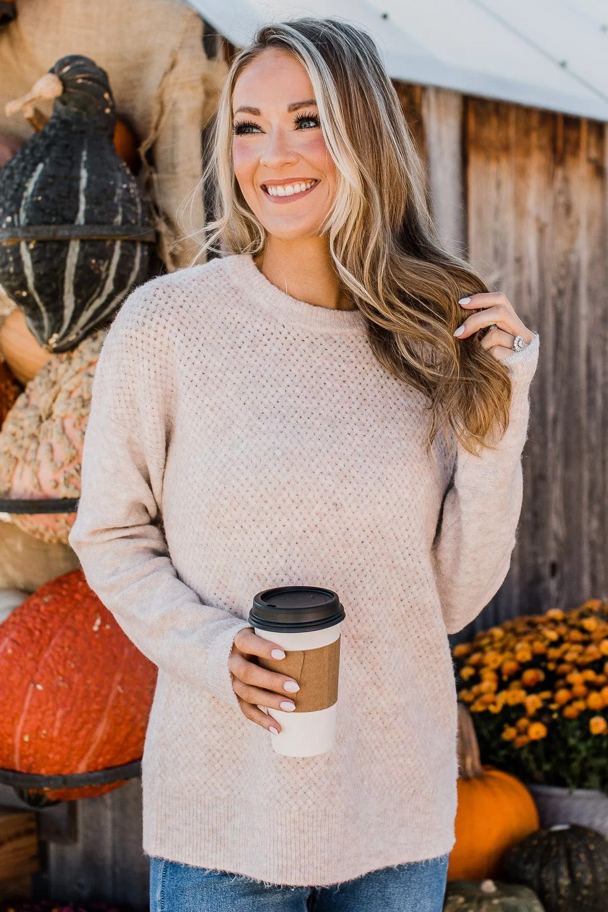 Feeling Fortunate Knit Sweater- Oatmeal