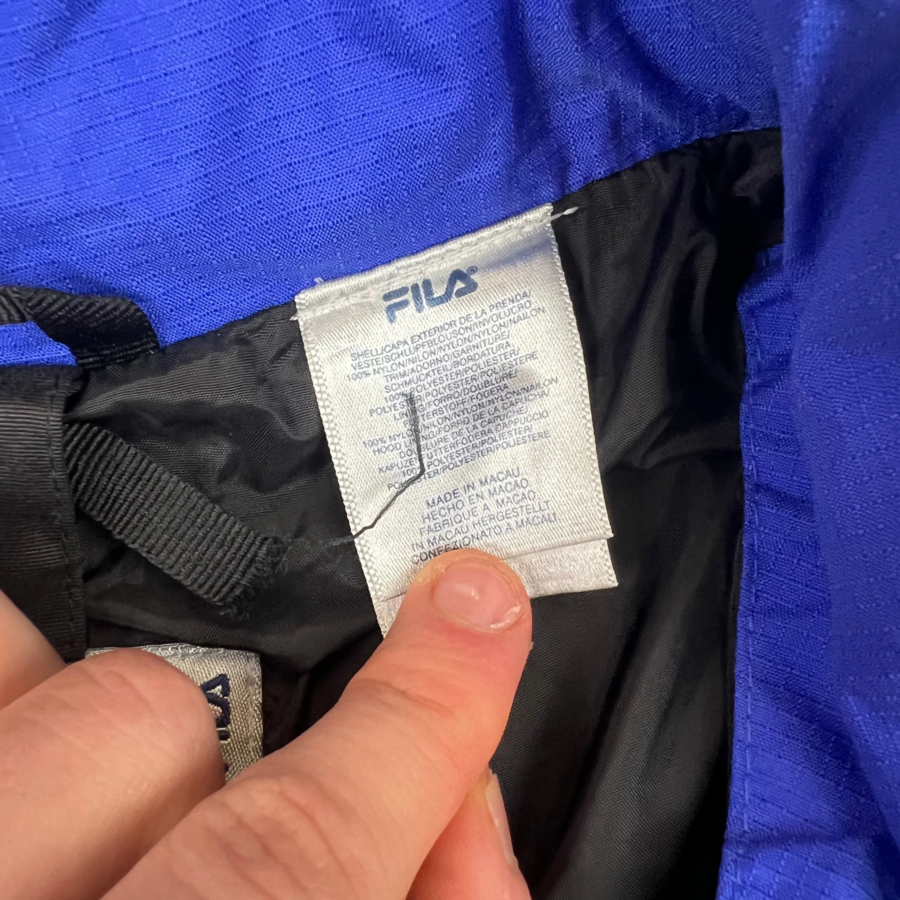 Fila 90's Rain Coat Jacket Blue Black