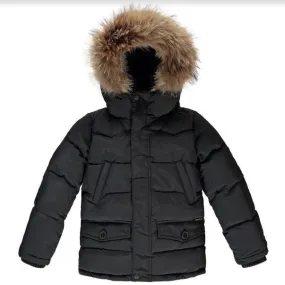 Finger In The Nose Black Fur Lined Down Parka: 10-11 Years (Brand New)