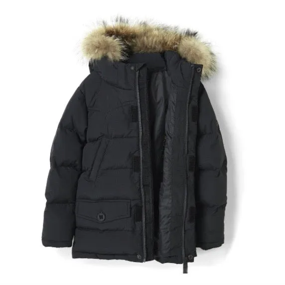 Finger In The Nose Black Fur Lined Down Parka: 10-11 Years (Brand New)