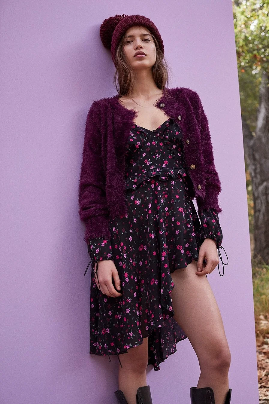 For Love and Lemons Lou Cardigan Purple Sweater