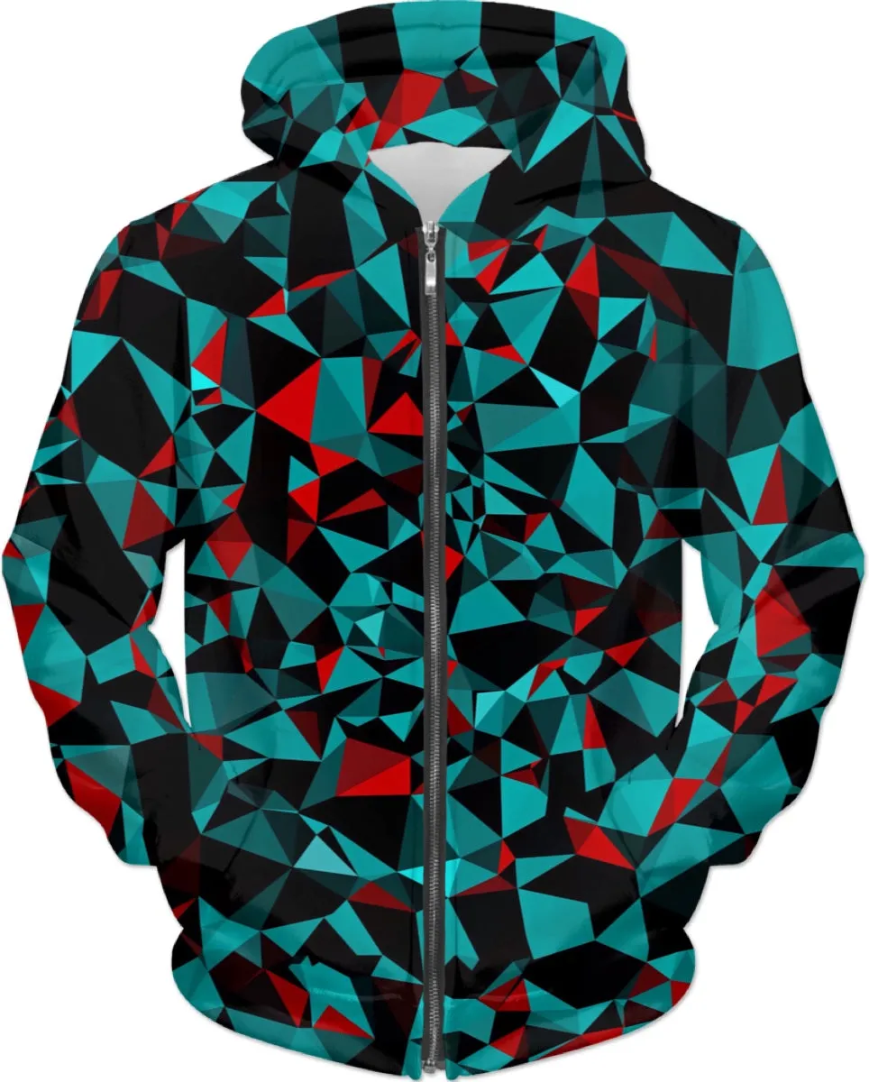 Geo Print Zip-Up Hoodie