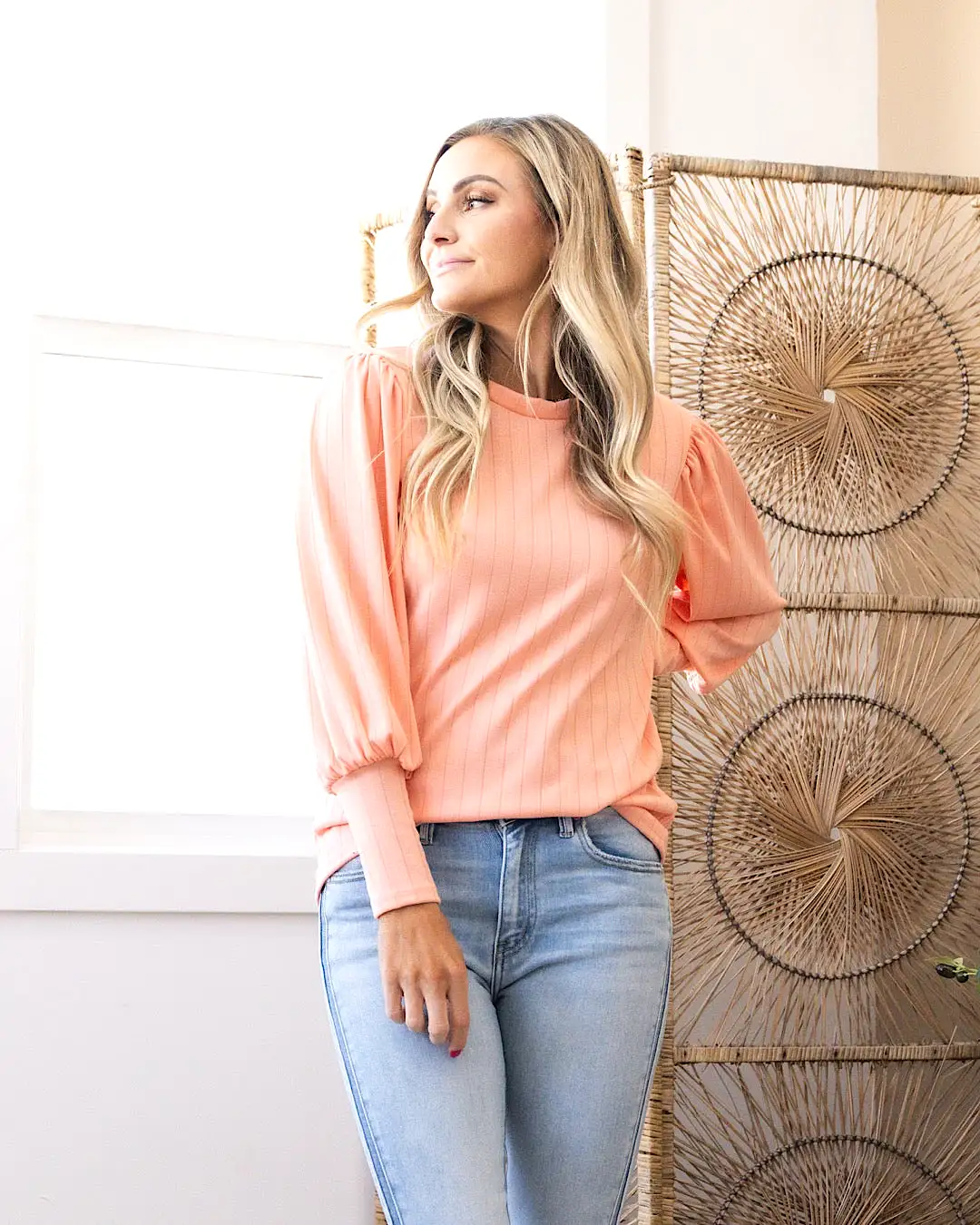 Gloria Wide Ribbed Top - Coral