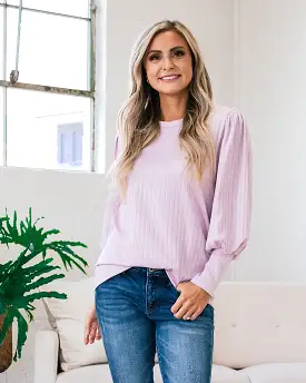 Gloria Wide Ribbed Top - Light Lavender