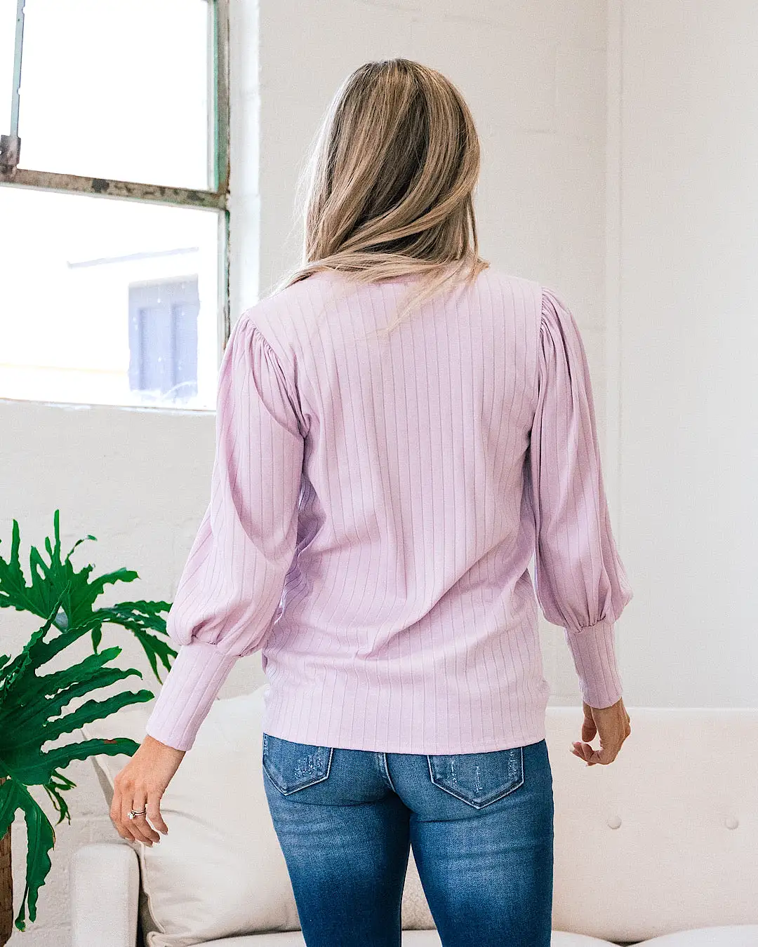 Gloria Wide Ribbed Top - Light Lavender