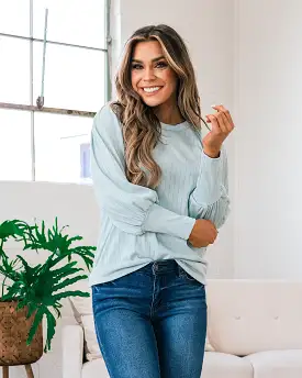 Gloria Wide Ribbed Top - Soft Mint