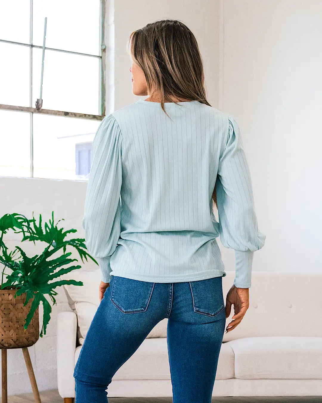 Gloria Wide Ribbed Top - Soft Mint