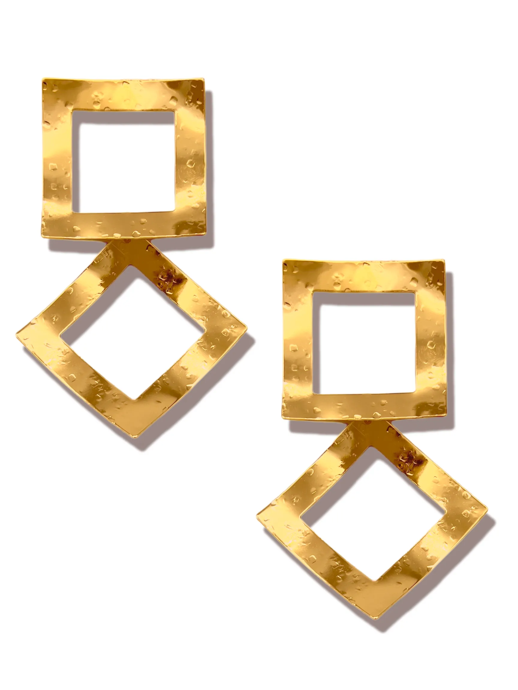 Gold Toscana Large Square Post Earrings