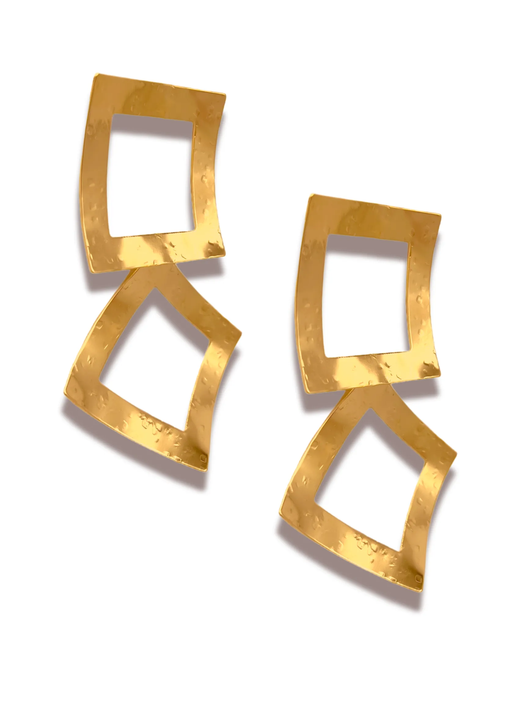 Gold Toscana Large Square Post Earrings