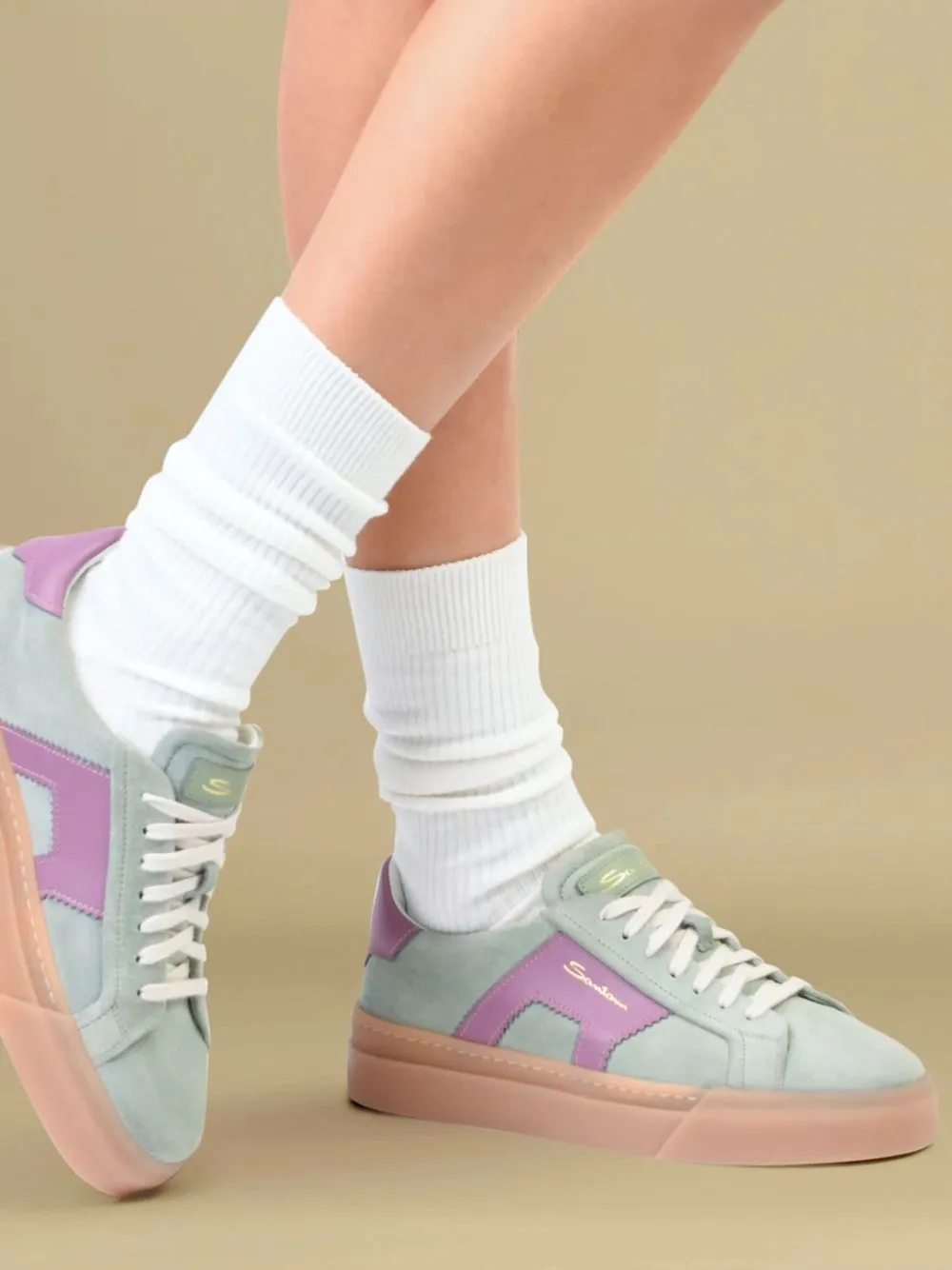 Green and Purple Double Buckle Sneakers