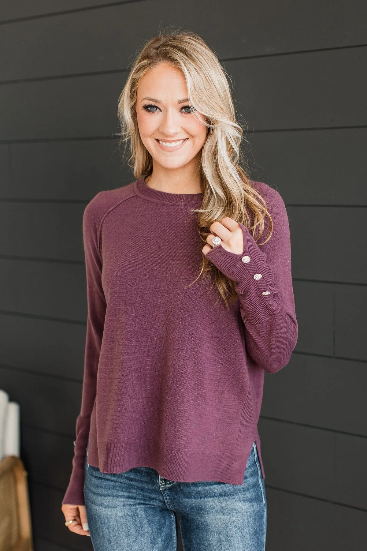 Happiest Moment Knit Sweater- Plum