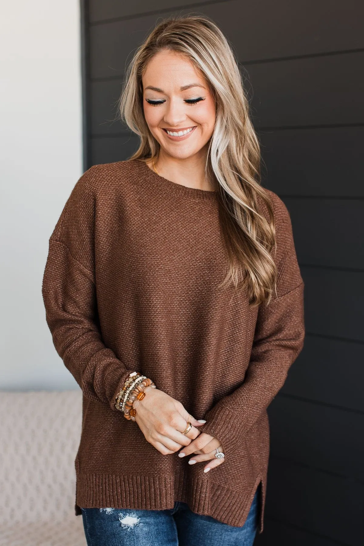 Hello Darling Knit Sweater- Brown