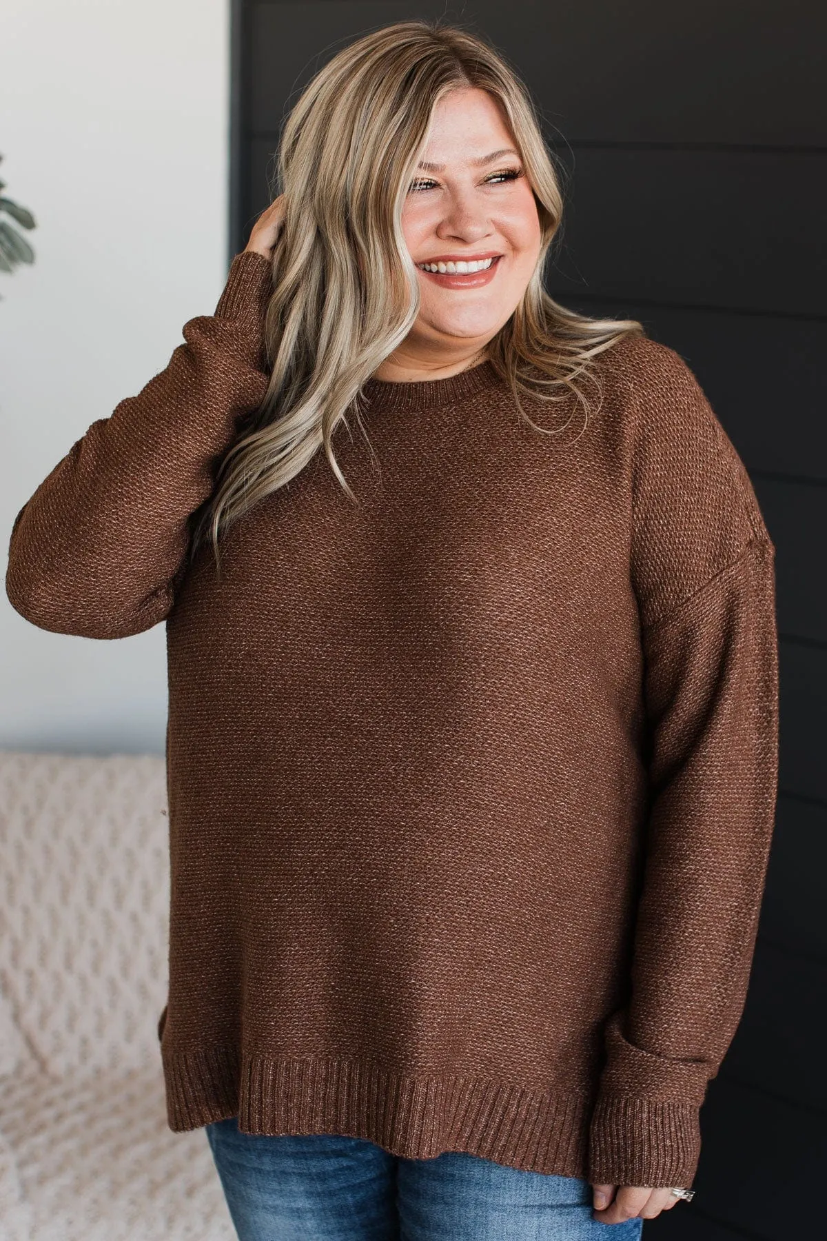 Hello Darling Knit Sweater- Brown