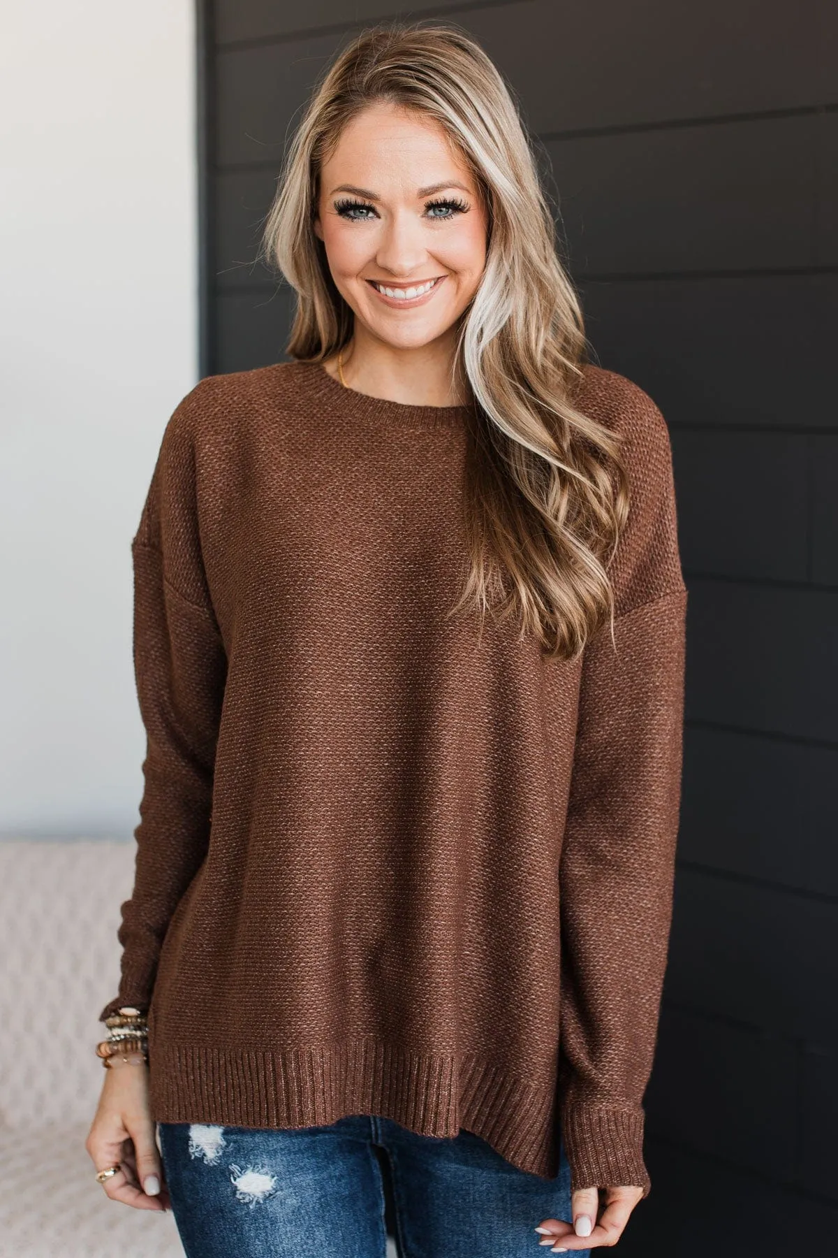 Hello Darling Knit Sweater- Brown