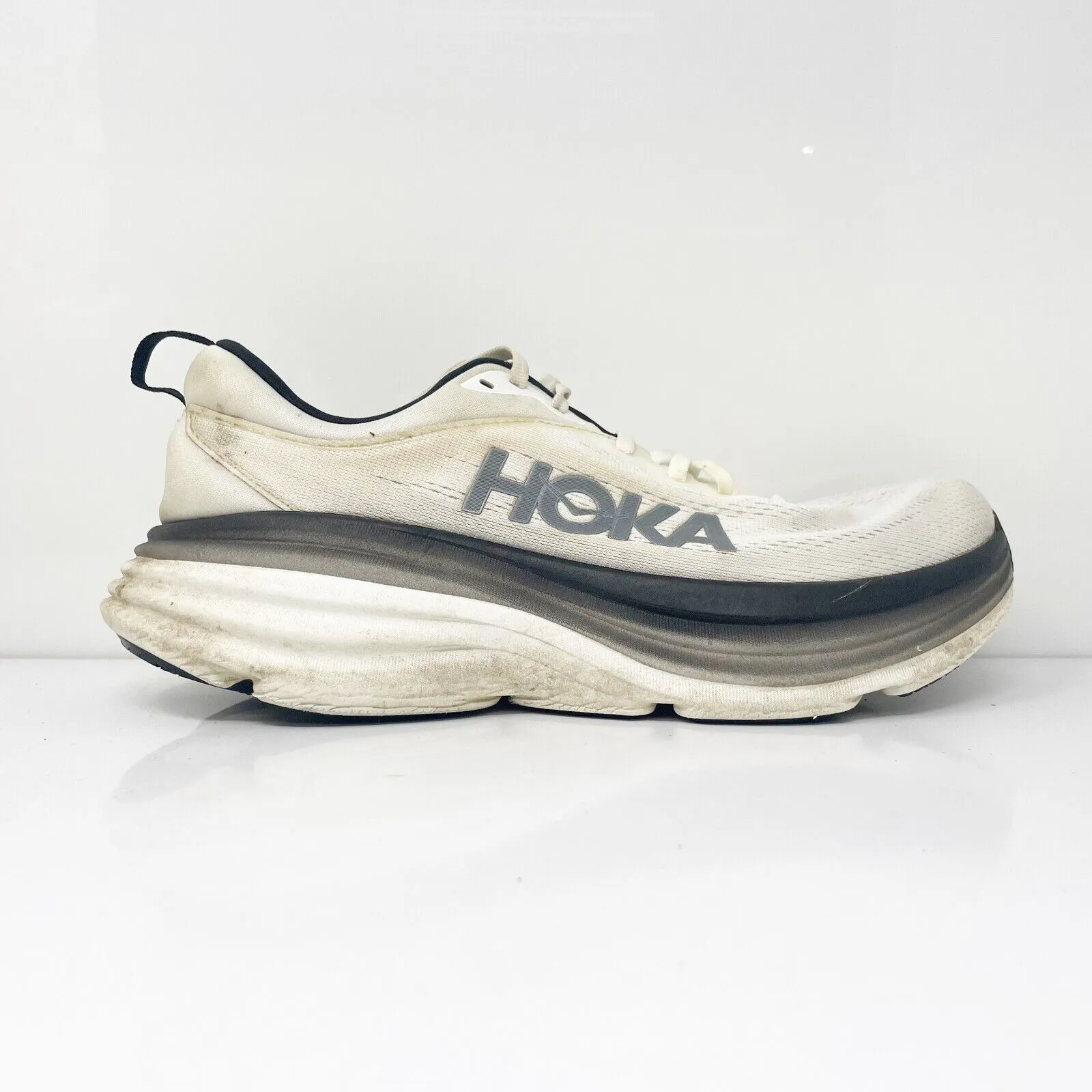 Hoka One One Mens Bondi 8 1123202 WBLC White Running Shoes Sneakers Size 9.5 D