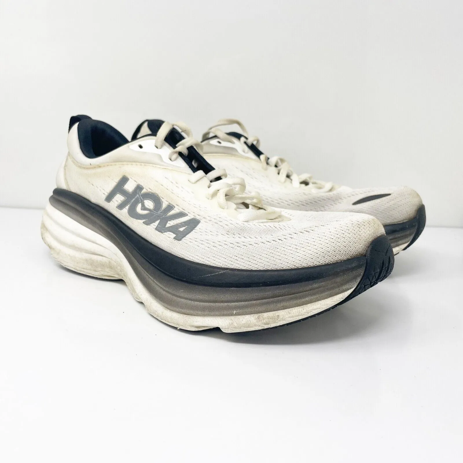 Hoka One One Mens Bondi 8 1123202 WBLC White Running Shoes Sneakers Size 9.5 D