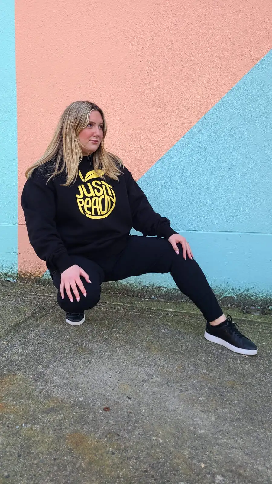 Just Peachy Crew black with yellow