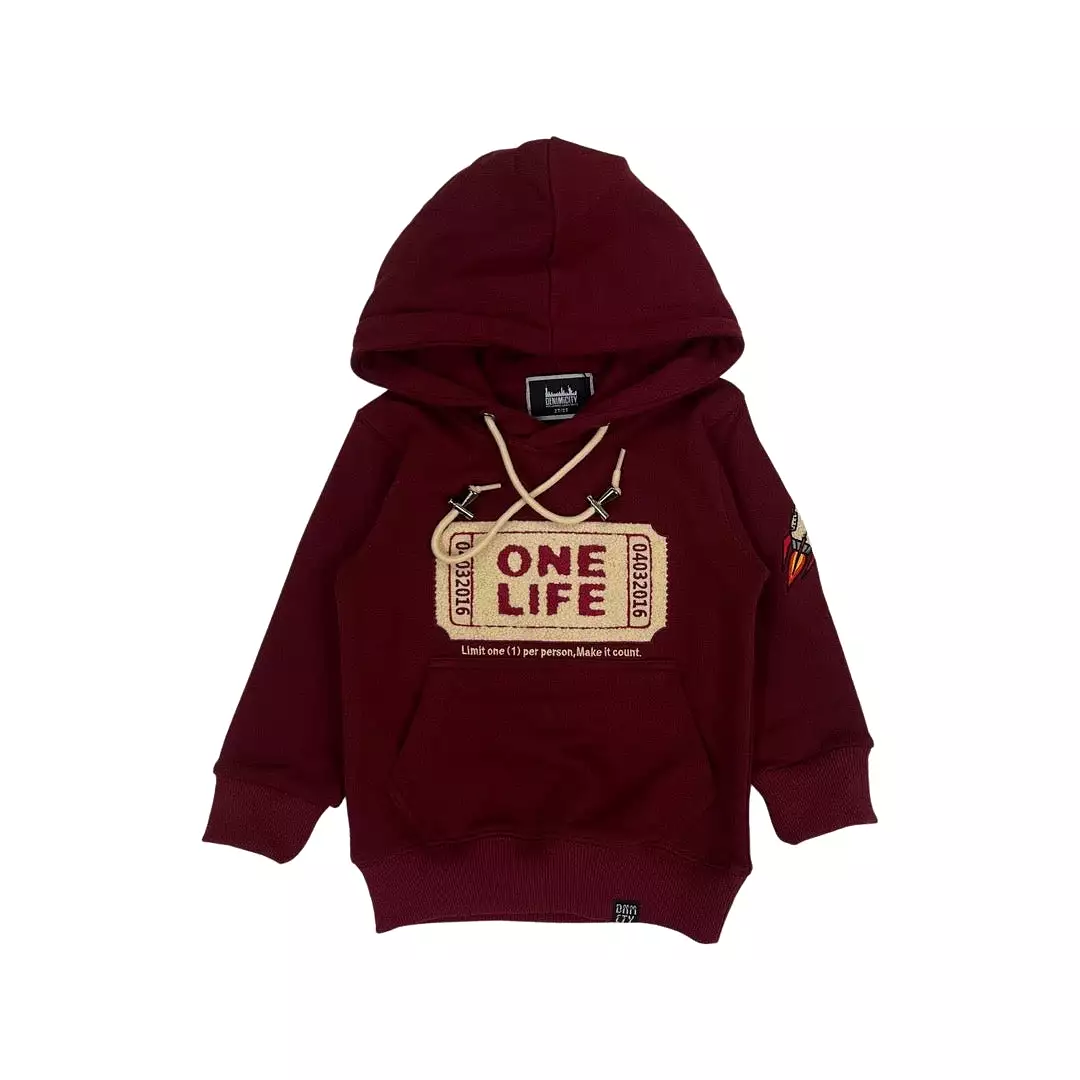 Kids One Life Hoodie (Burgundy)