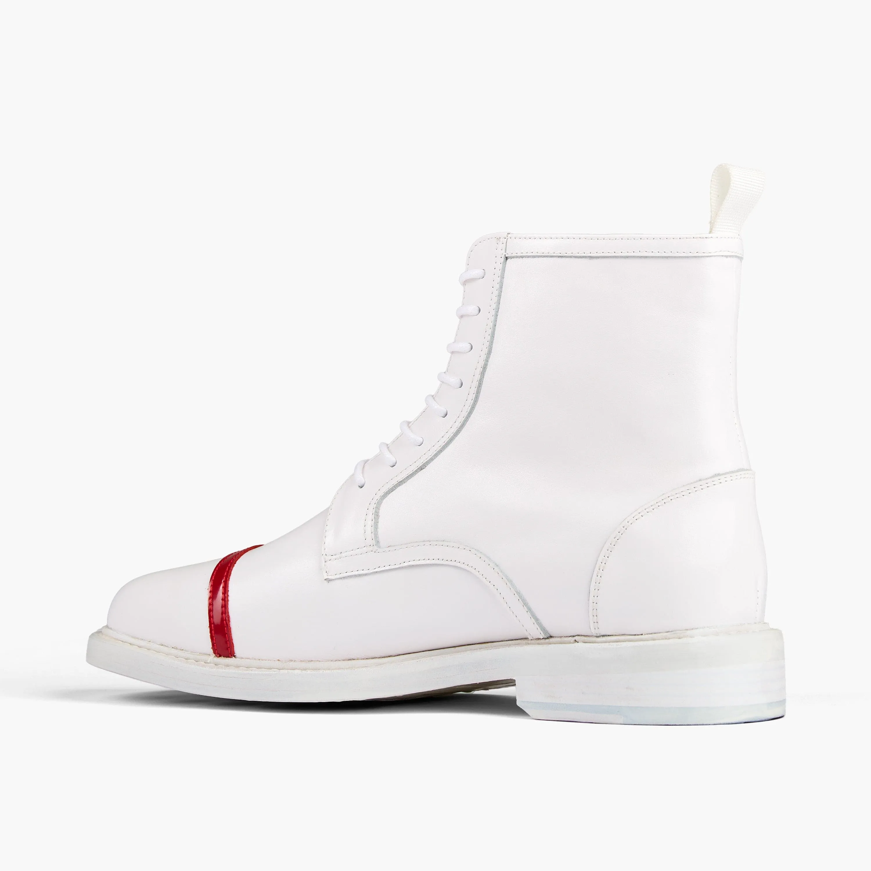 Lincoln White 'Red Stripe' Cap Toe Boots