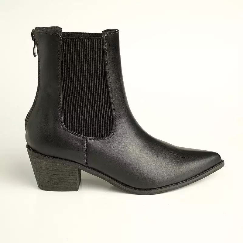 Madison Bekki Back Zip Block Heel Boot - Black