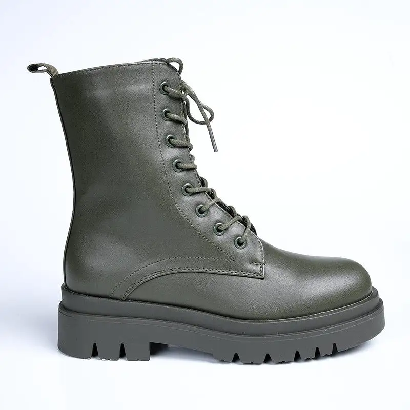 Madison Kiki Chunky Military Boot - Khakhi