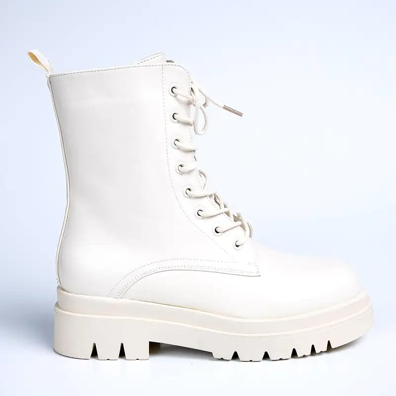 Madison Kiki Chunky Military Boot - White