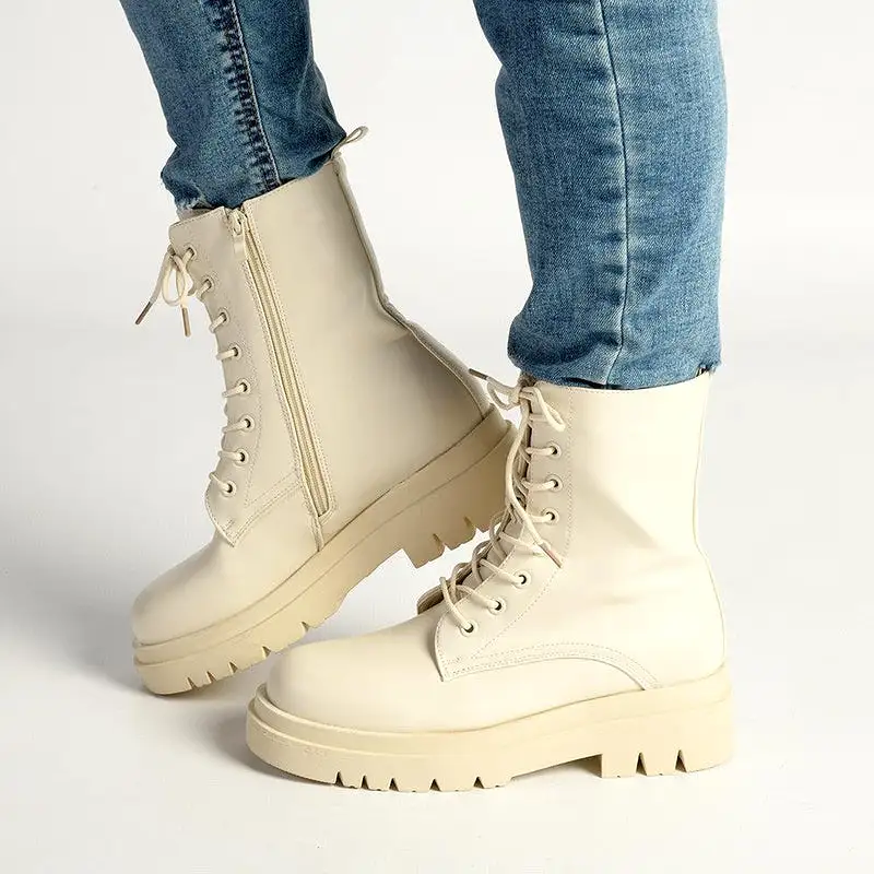 Madison Kiki Chunky Military Boot - White