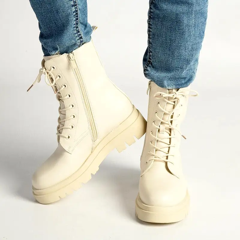 Madison Kiki Chunky Military Boot - White