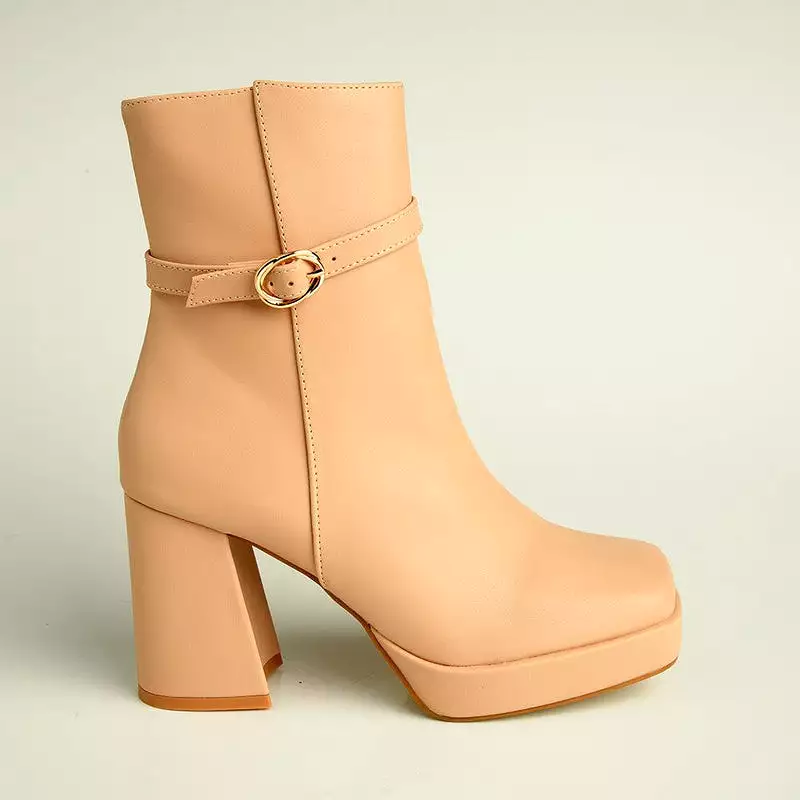 Madison Milo Platform Block Heel Boot - Nude