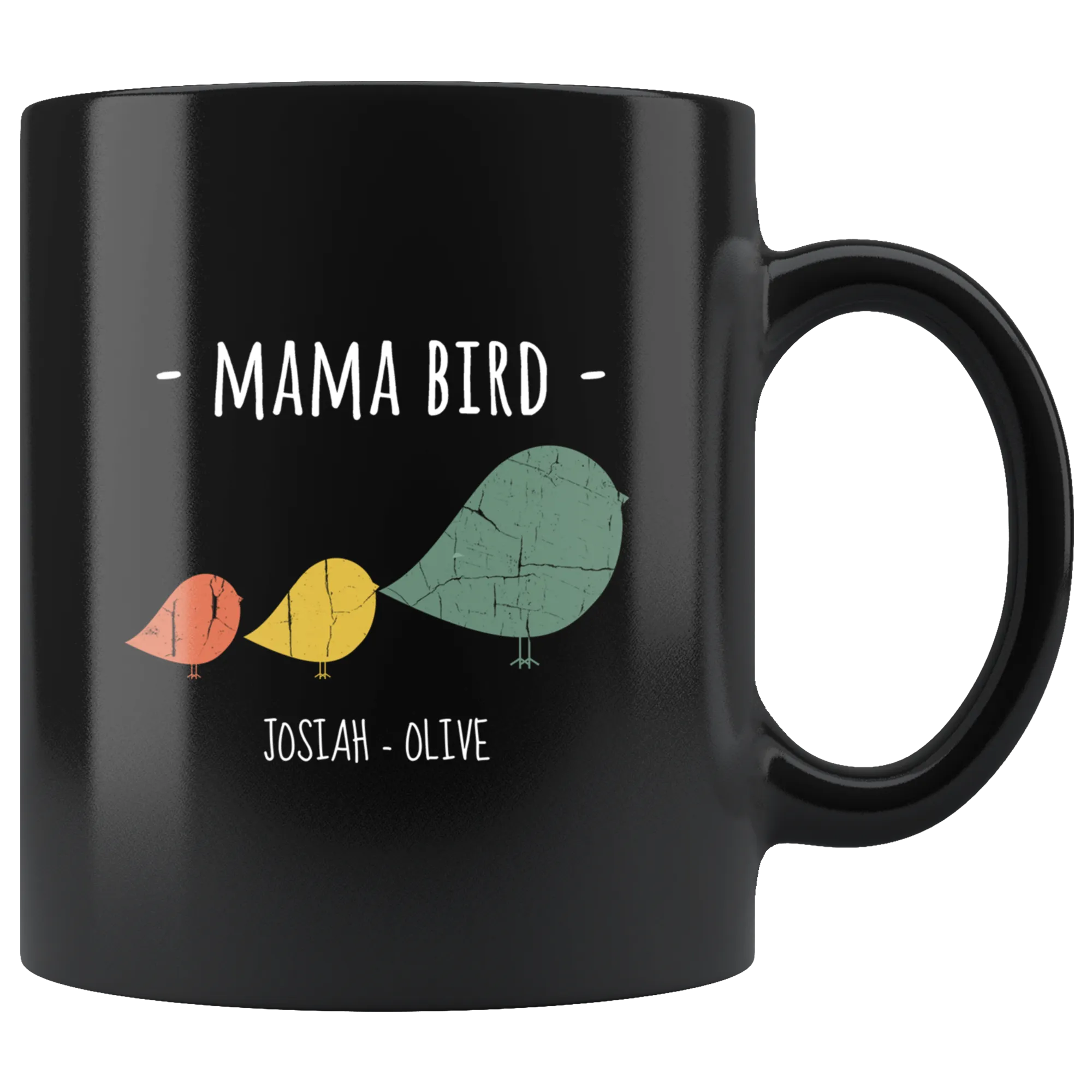 Mama Bird Black Mug Josiah Olive