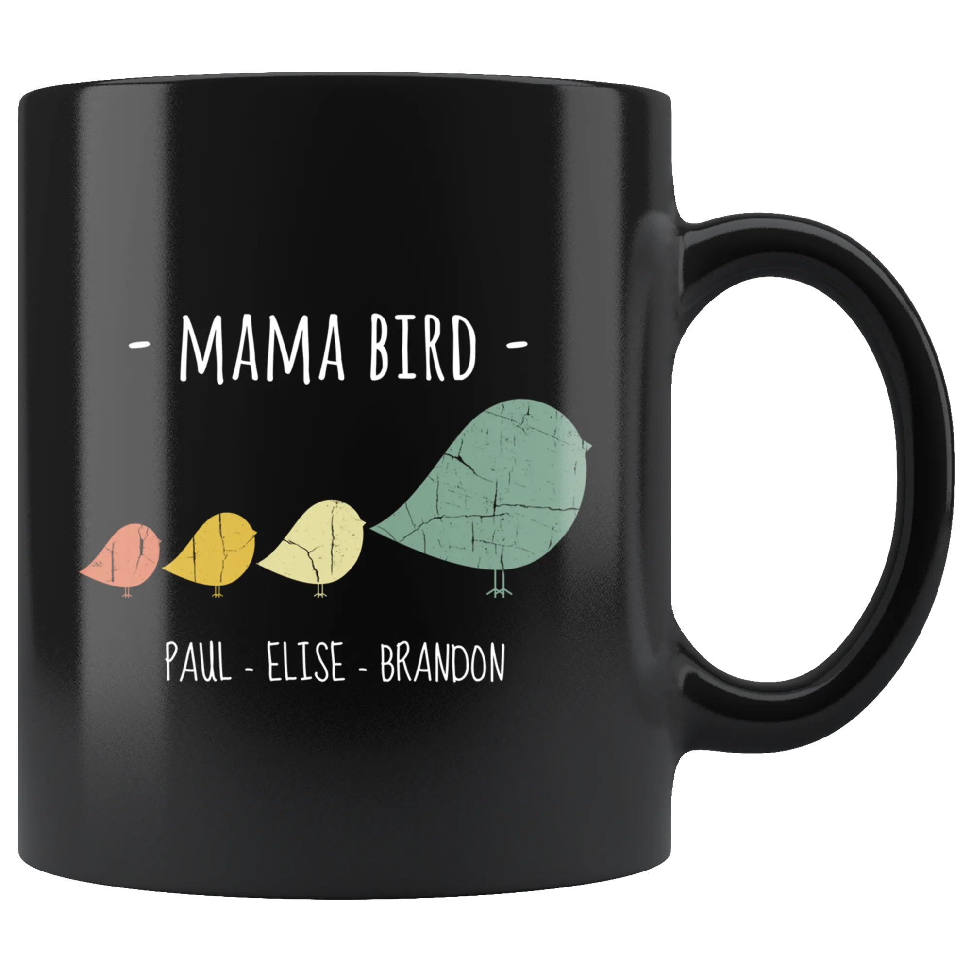 Mama Bird Black Mug Paul Elise Brandon