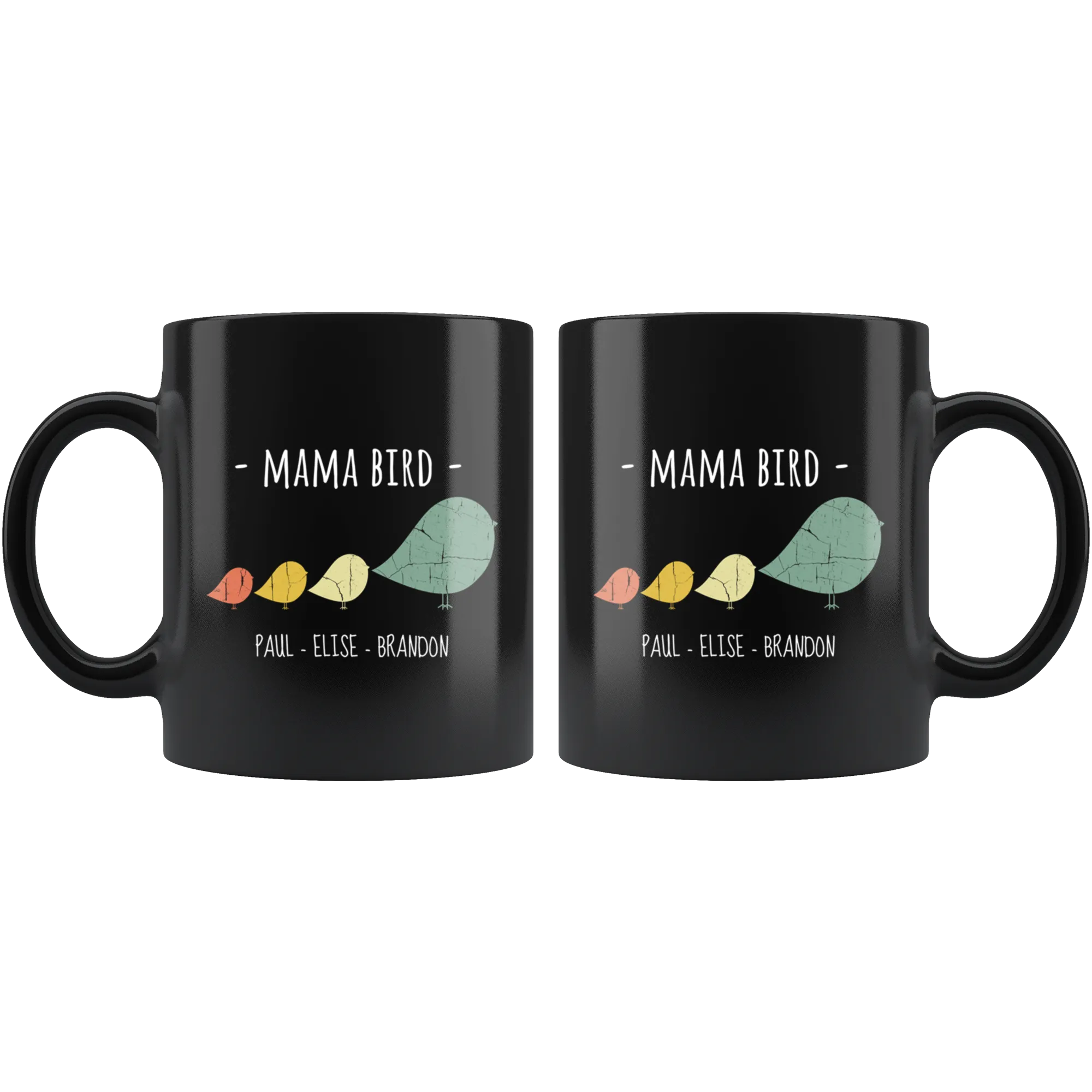 Mama Bird Black Mug Paul Elise Brandon