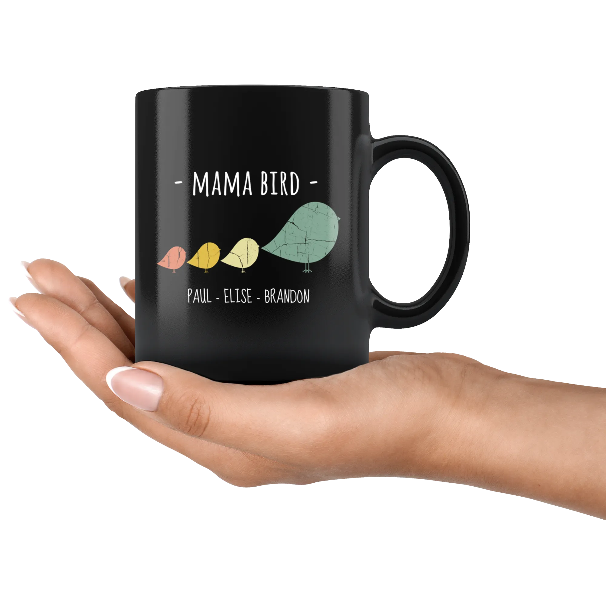 Mama Bird Black Mug Paul Elise Brandon