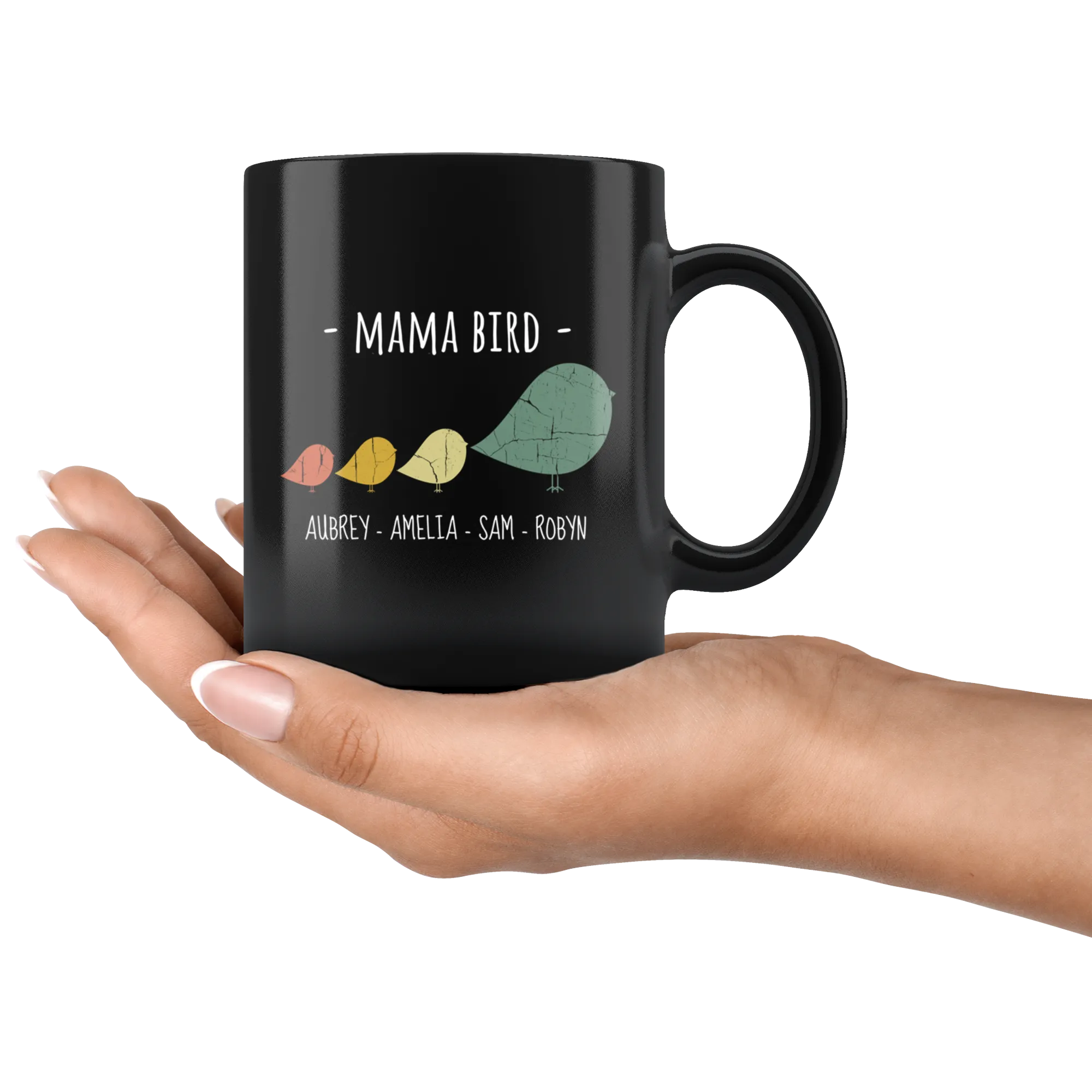 Mama Bird Black Mug Robyn