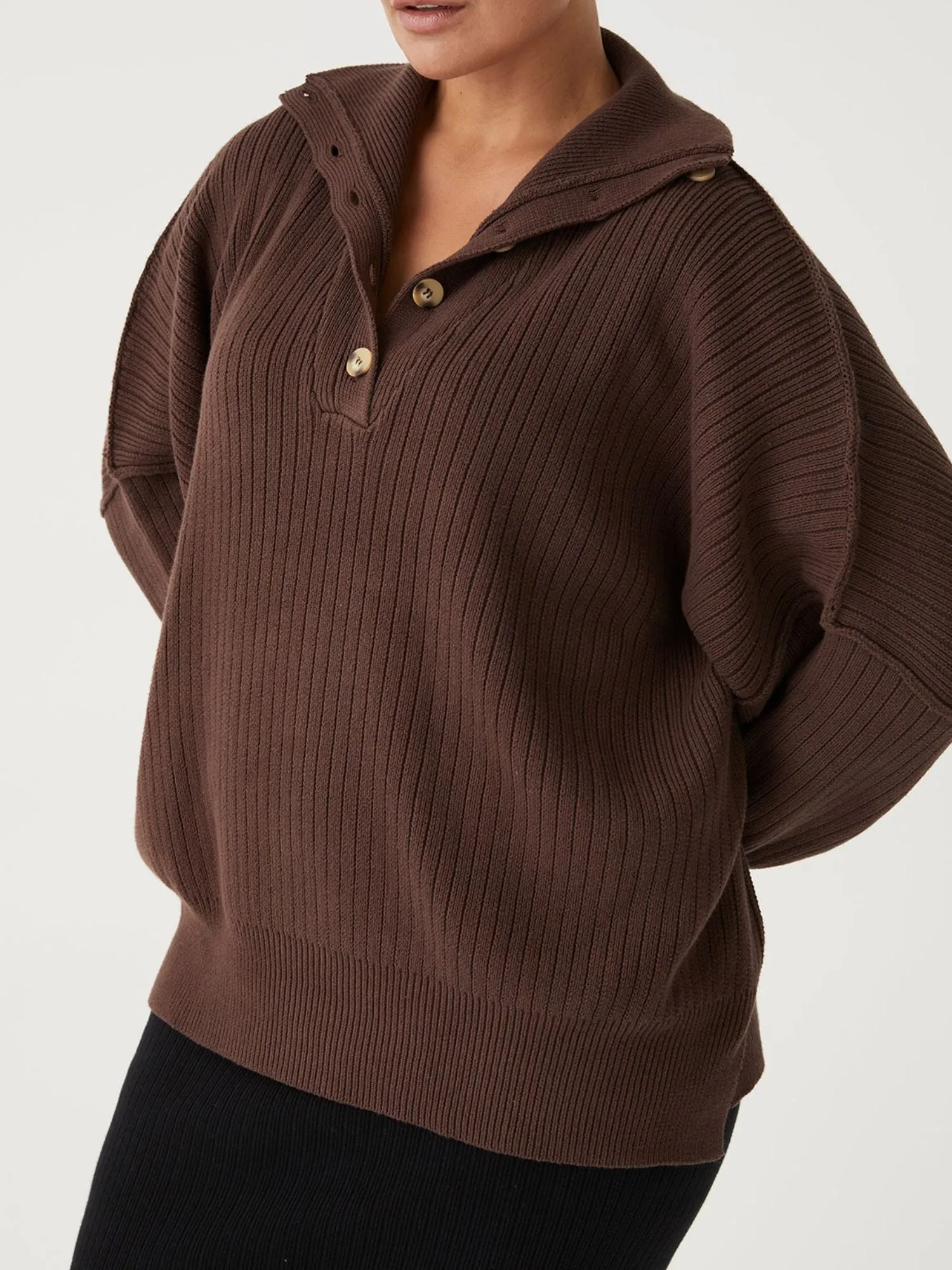 Margo Button Up Sweater | Chocolate