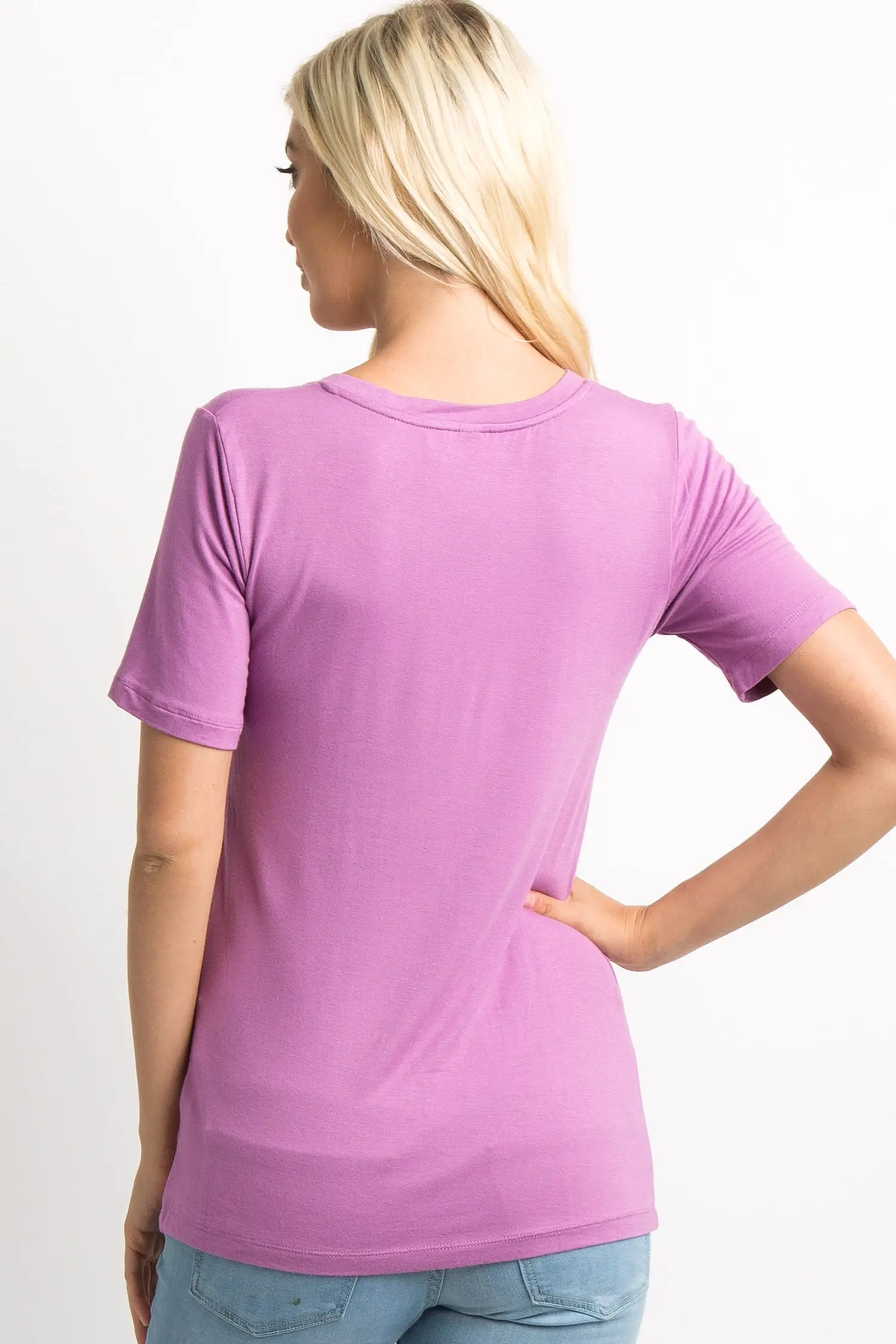 Mauve Basic V-Neck Top