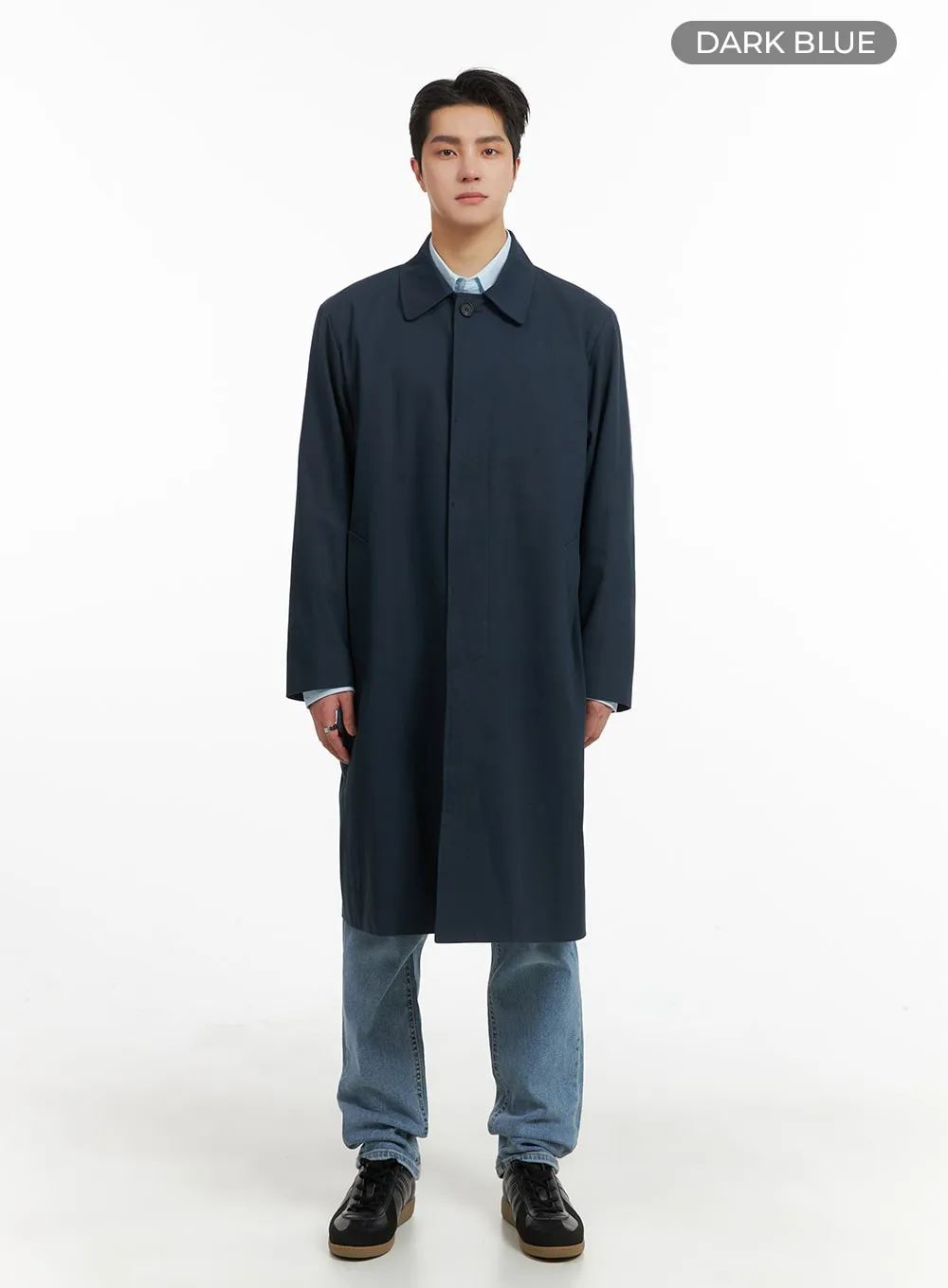 Men's Solid Cotton Trench Coat IA401