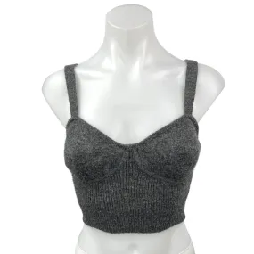 MNG Black Wool Blend Sweetheart Sleeveless Sweater Crop Tank Top Size S