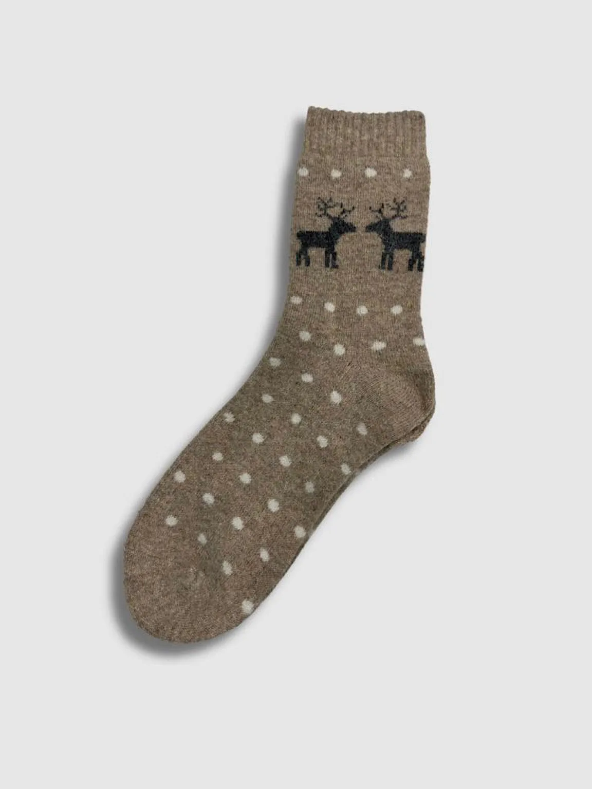 Mocha Wool Blend Deer Cosy Socks