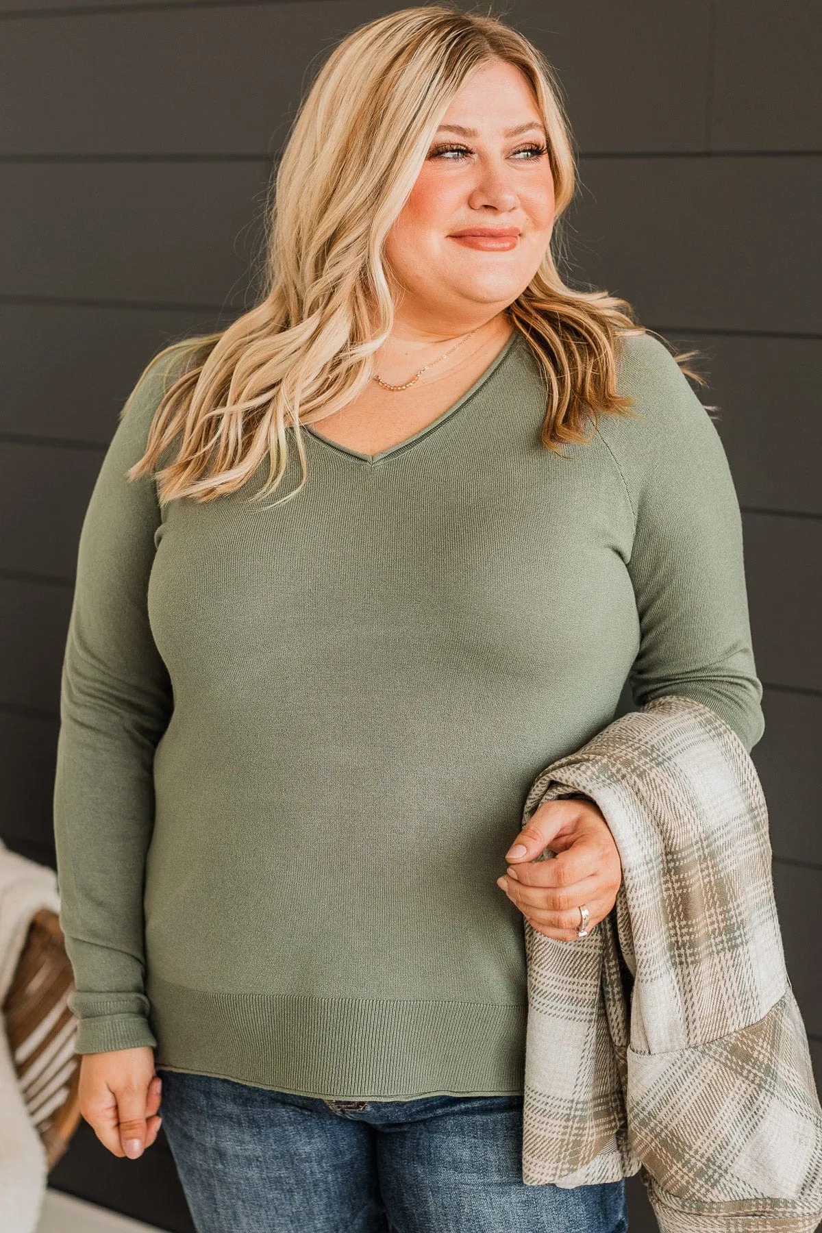 No Complaints Knit Sweater- Sage